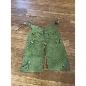 Vintage 1950s children green leather chaps- NOS- size Large 5-6